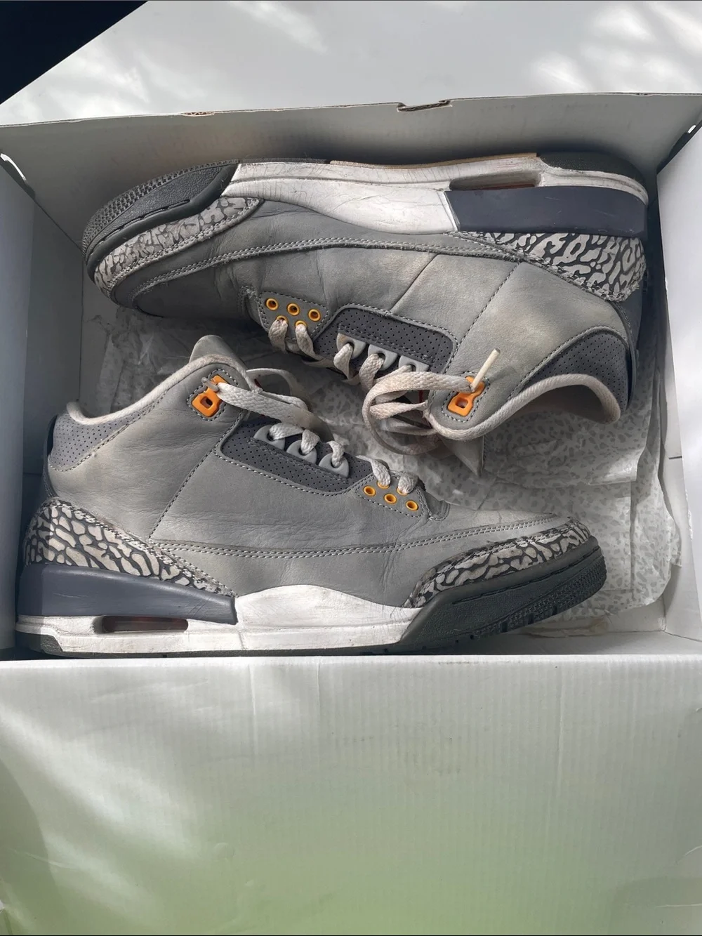 Jordan Gray and Black Retro Sneakers with Red Tongue Logo
